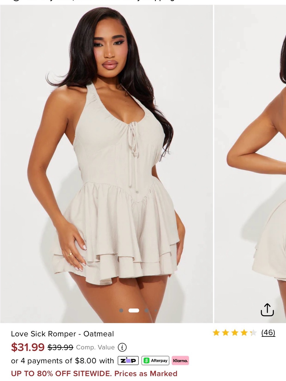 Fashion Nova Oatmeal Halter Romper